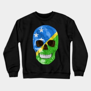 Solomon Islands Flag Skull - Gift for Solomon Islanders With Roots From Solomon Islands Crewneck Sweatshirt